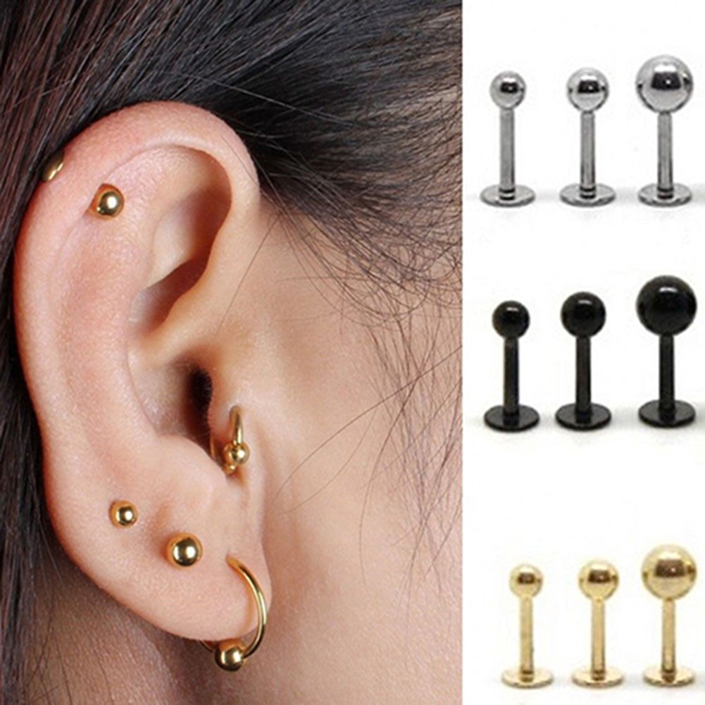 Mujeres Punk Acero Barbell Oreja Cartílago Hélice Tragus Stud Earring 