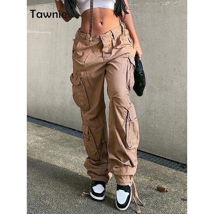 Tawnie Y2K Fairycore Streetwear Cargo Pantalones Anchos Mujeres