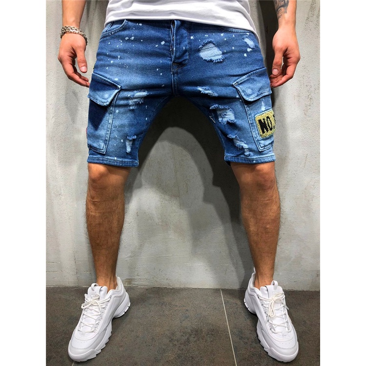 Venta Caliente Hombres Y 39 s Casual Deportes Denim Shorts Hombre Bermuda Playa Pantalones Cortos Verano Moda Estilo Bolsillos Agujero Slim Fit