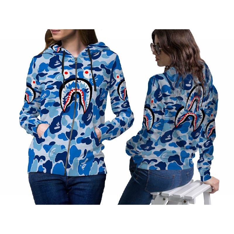 Bape SHARK Theme chaqueta con cremallera para mujer FullPrint chaqueta FullPrint SHARK FullPrint