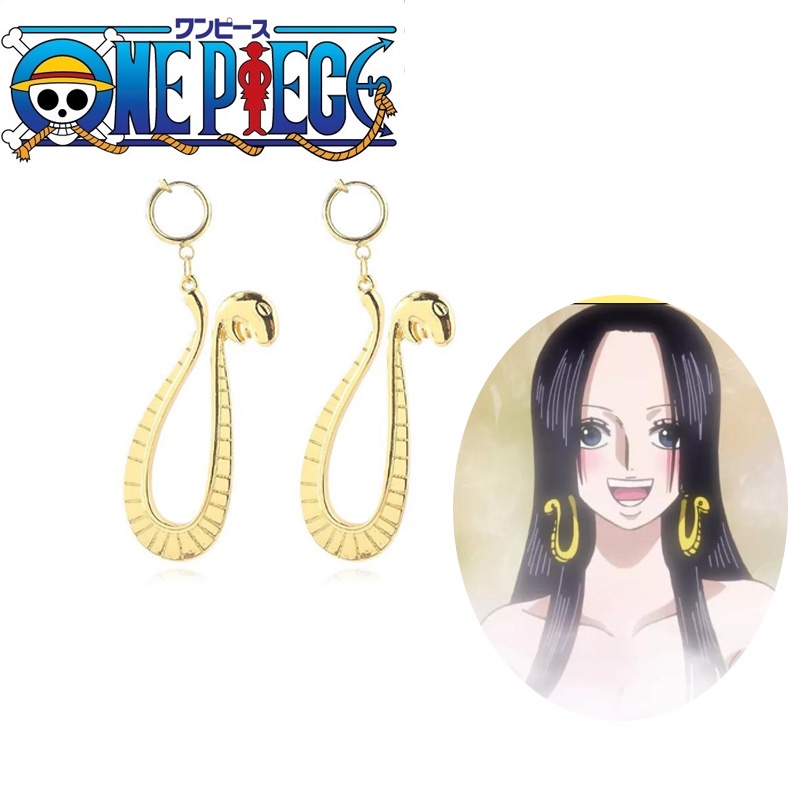 Zaky Zoro - Pendientes de anime, emperatriz, Boa Hancock, accesorios de cosplay, encantadores aretes de serpiente para mujer con calcomanías de personajes Luffy, 12 piezas, Metal, Sin piedra preciosa