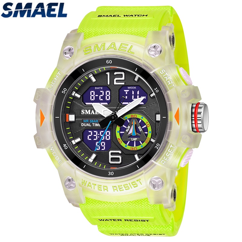 SMAEL Reloj táctico militar de pulsera para hombre, deportivo con doble  movimiento de cuarzo, reloj analógico