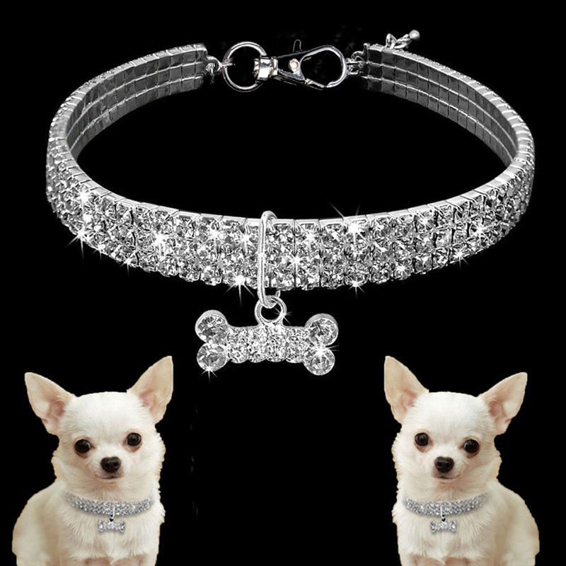 Collar De Diamantes De Imitación Elástico Para Mascotas Perro