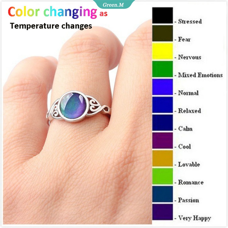 Anillo De Cambio De Color Redondo Emocional Sensacion Variable De Plata Caliente Control De Temperatura Gema Para Ajustar El Estado De Animo Dedo Para Las Mujeres GM Shopee Colombia