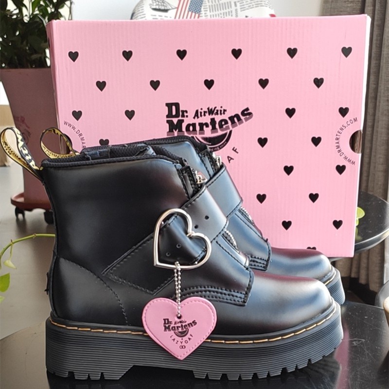 Dr Martens Air Wair Peach Corazon Botas De Mujer Hebilla De Cuero Cortas Shopee Colombia