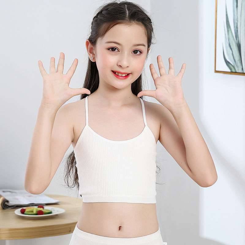 Top de niña estilo deportivo en color blanco, Sujetadores para niñas