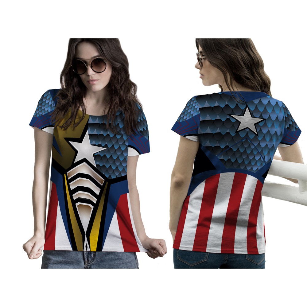 Profecía difícil Moderador Riashop] Camiseta de disfraz de capitán américa para mujer | Camiseta  capitán américa disfraz FullPrint - FS | Shopee Colombia