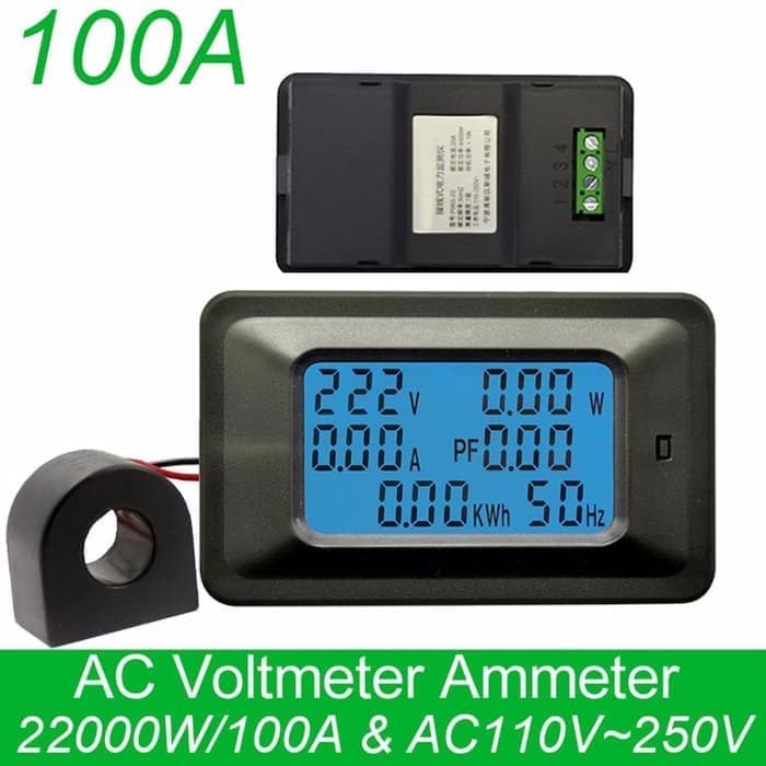 KWH Medidor Digital AC100A Voltímetro Amperímetro Vatímetro cos phi ...