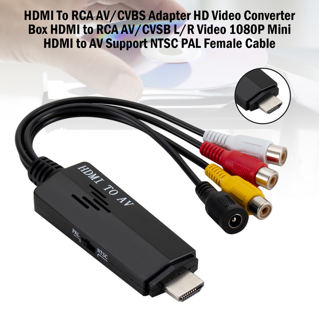 Convertidor HDMI A RCA, HDMI A AV 3RCA CVBS 1080P Convertidor De Audio