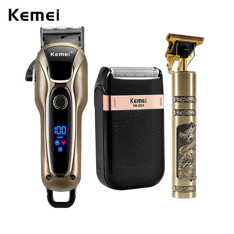 KEMEI Cortadora de pelo profesional para hombres, kit de corte de pelo  inalámbrico para hombre, 1986 Pro para barberos con pantalla LED recargable