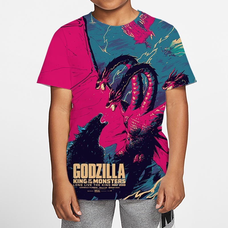 Niños De Dibujos Animados Godzilla Camiseta De Manga Corta Niñas