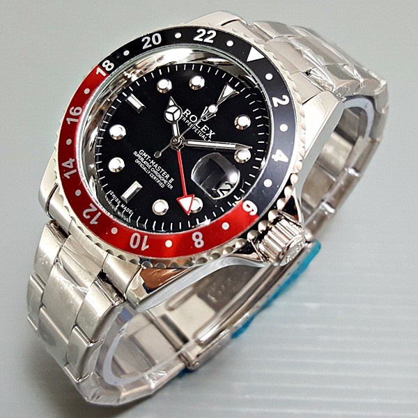 Listo Stock rolex gmt master II autom tico esqueleto relojes para hombre negro rojo impermeable relojes de hombre