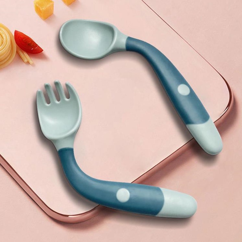 Set Cuchara Tenedor De Silicona Flexible Bebe Alimentación