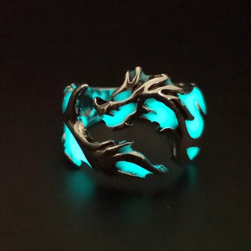 Fancyqube Vintage Unisex Luminoso Dragón Dedo Anillos Para Hombres