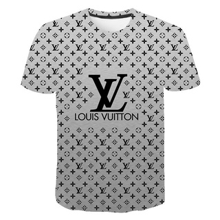 Europa América Explosión Moda Manga Corta Impreso Hombres Mujeres Camisetas  LV 3D Louis Vuitton Camiseta Casual Streetwear Niño Niña Sudaderas Cuello  Redondo Tops