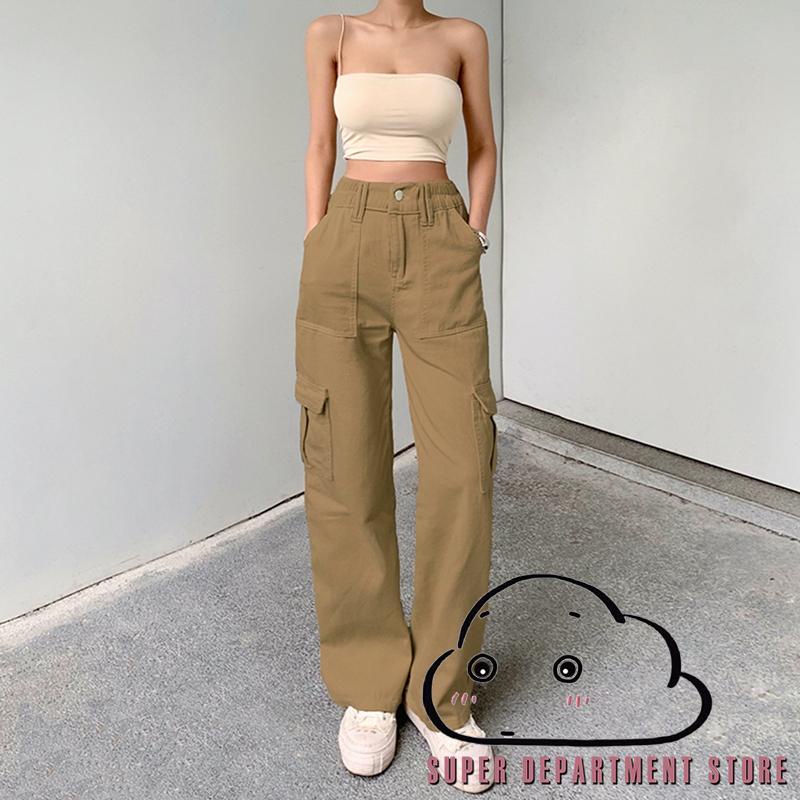 Pantalones De Mujer Para Casuales Múltiples Bolsillos Hippie Cargo