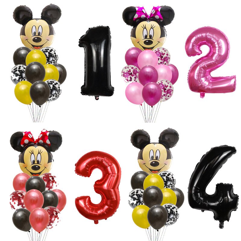 5 unids Mickey Minnie - 1 año de cumpleaños - decoración de globos