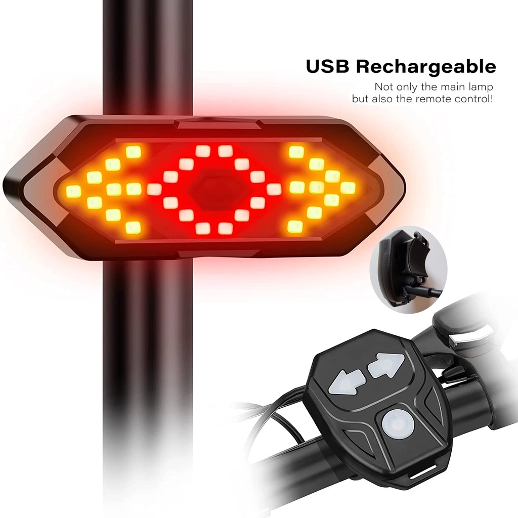 Luz trasera de bicicleta LED, indicadores de bicicleta con control