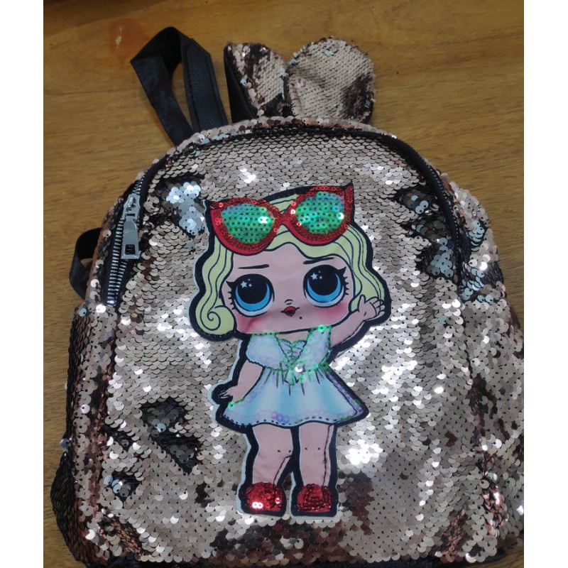 Lol glitter lentejuelas mochila orejas de conejo luces LED