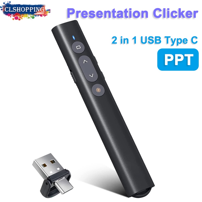 Presentación Clicker-puntero láser para presentaciones, control remoto  inalámbrico recargable para presentaciones, clicker para presentaciones de