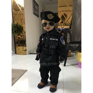 Disfraz de policía Swat para niños, uniforme de fuerzas especiales
