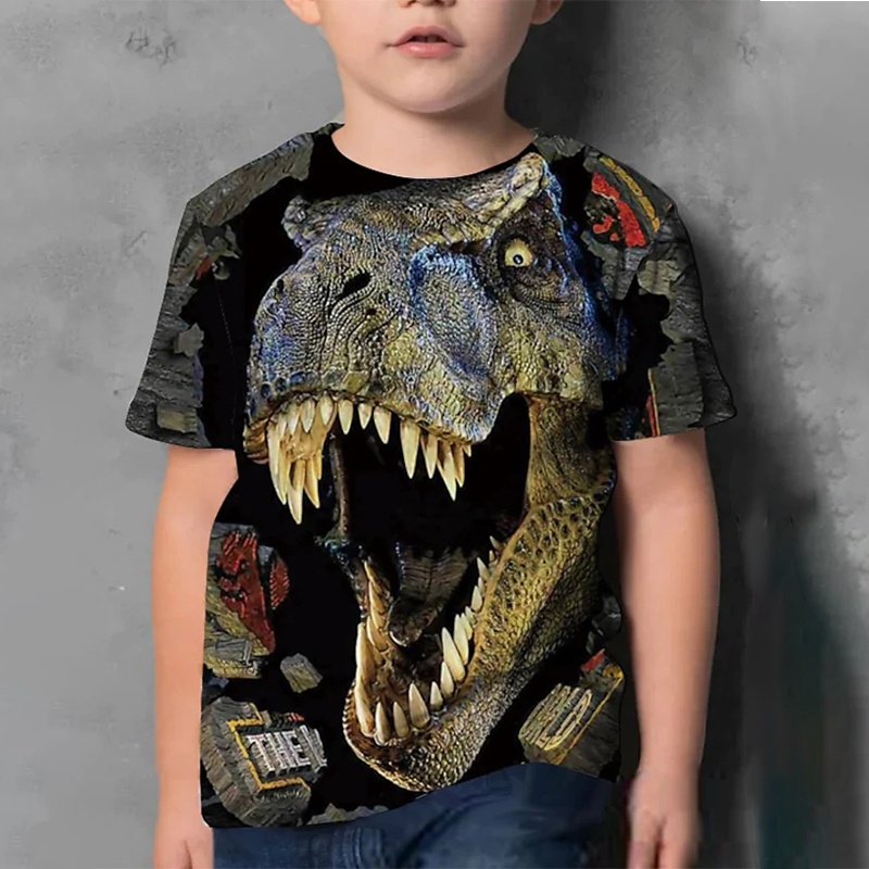 Tops Para Niños Dinosaurio Camisas Niño Regalo De Cumpleaños Fiesta Bebé  Godzilla Manga Corta Moda Casual Ropa De