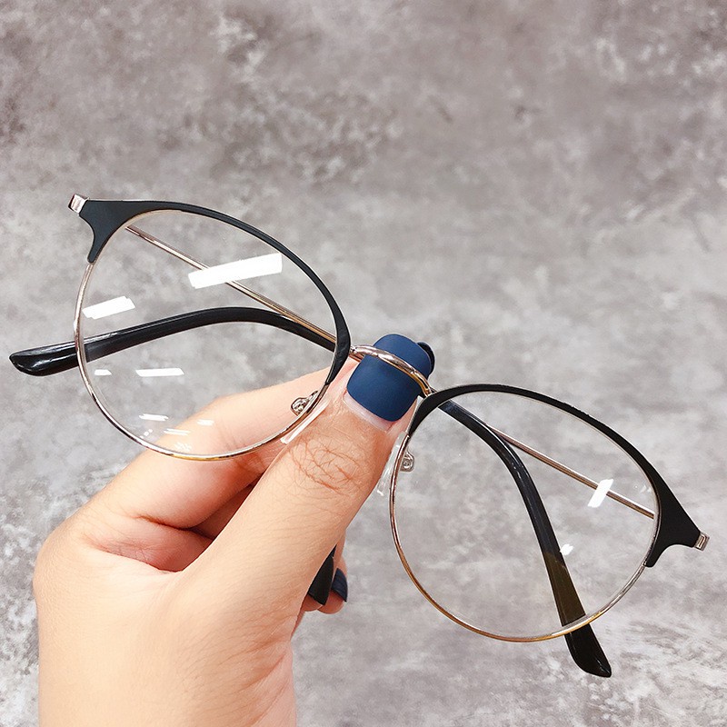 Gafas Redondas De Proteccion Contra Radiacion Lentes Intercambiables De Mujer Hombres Moda Azul Luz Bloqueo Marco Metal Vintage Acero Cuero Shopee Colombia