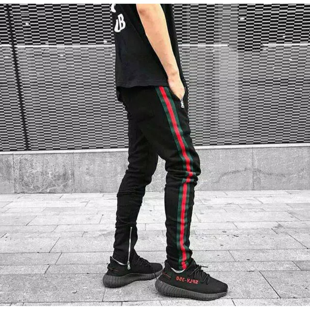 Pantalones Jogger Para Hombre HITAM Gucci list Hypebeast Y Contempor neo Mejor Calidad