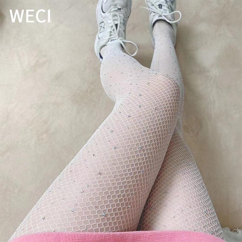 WECI Pantimedias Brillantes Medias De Malla Polar Mujeres Patrón De