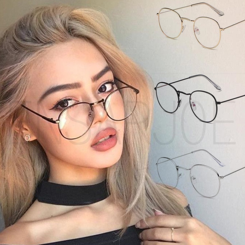 Gafas redondas para mujer, lentes transparentes, diseño retro