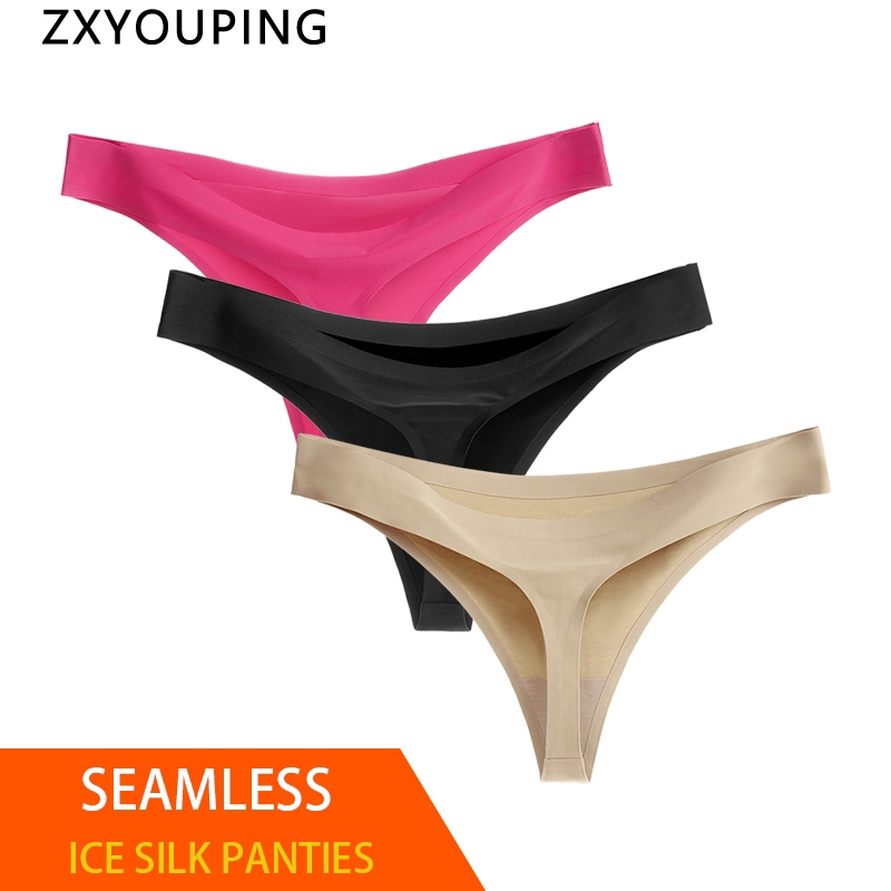 Comprar 3 unids/pack bragas sin costuras tangas de mujer seda de hielo  íntima calzoncillos de mujer ropa interior G-String