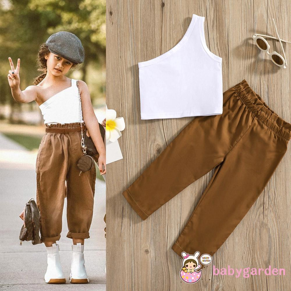 BABYGARDEN-1-96años Conjunto Casual De Bebé Niña Moda Color Sólido Tops De  Tanque De Un Hombro Y Pantalones Largos
