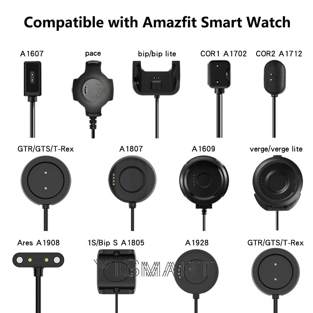 Cargador para Amazfit T-Rex Pro, GTS 4 Mini, GTS 2 Mini, GTS 2e, GTS 2, GTR  2, GTR 2e, Bip 5, Bip 3, Bip U Pro, cable de carga para reloj inteligente