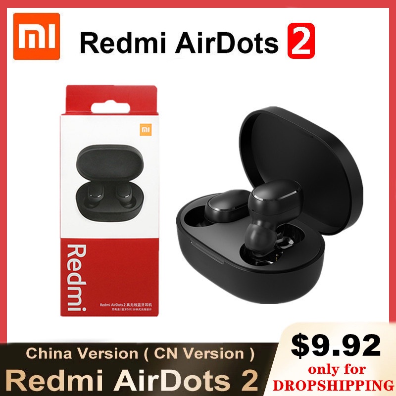 Auriculares Xiaomi Cancelación de ruido impermeable Redmi Airdots 2  Auriculares para juegos Bt Mi Auriculares inalámbricos en la oreja