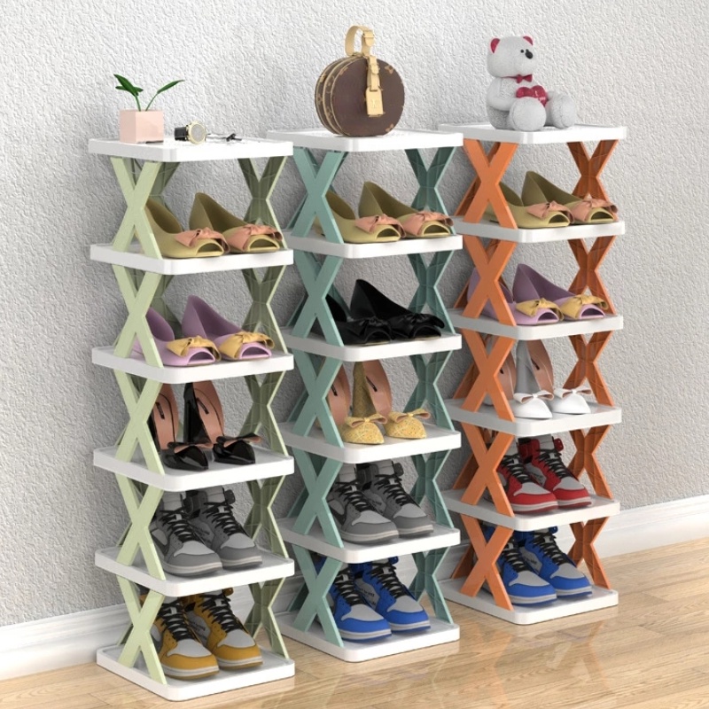 Zapatero plegable de 6 niveles para armario, 24 pares de zapatero de  plástico, caja de almacenamiento plegable para zapatos, cajas de zapatos