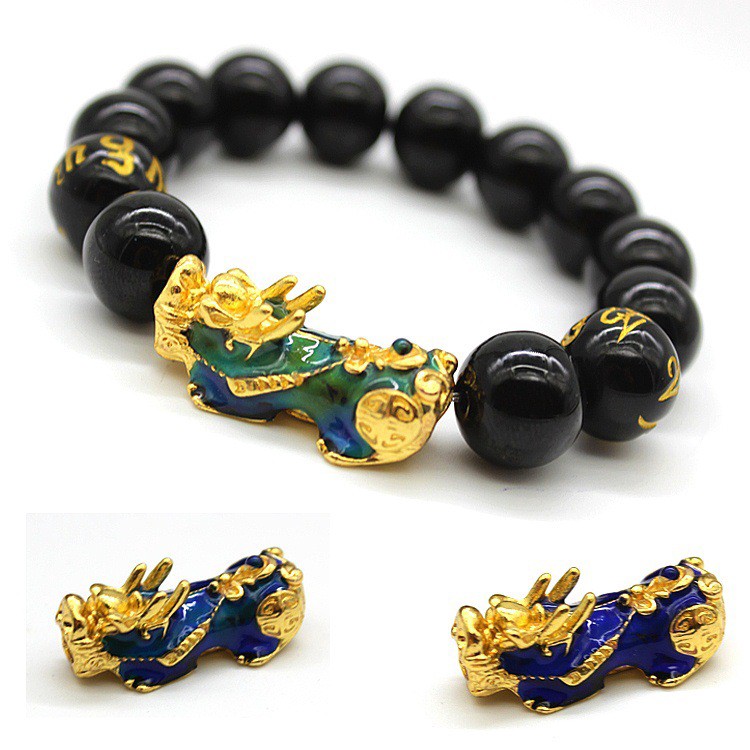 Feng Shui- Pulsera Pixiu De Obsidiana Negra Mantras Escritos | Meses
