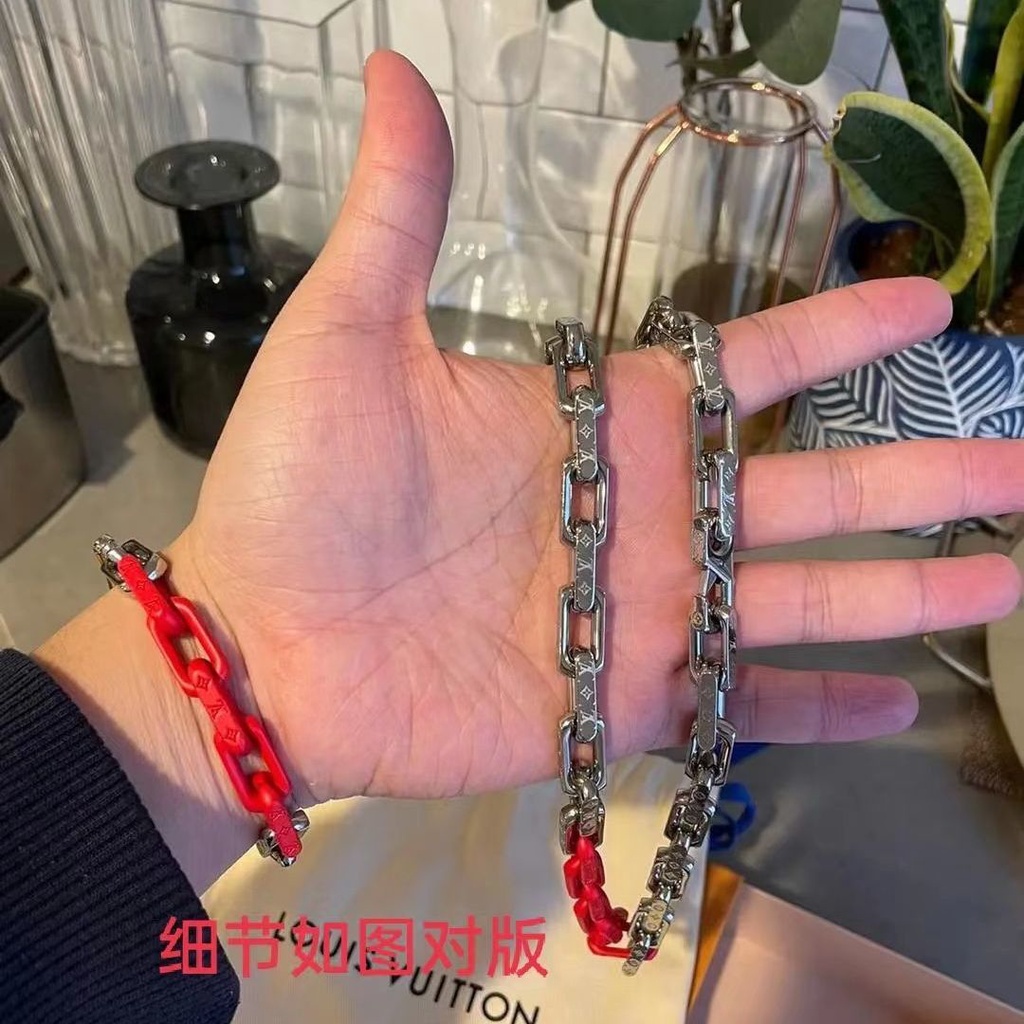 LV Pulsera De Bambú De Moda Cadena Cubana Louis Vuitton Mujer Joyería De  Hombre