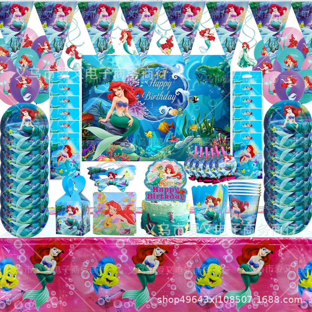 5 globos de aluminio de princesa sirena para niñas, niños, cumpleaños,  sirenita, Ariel, fiesta de cumpleaños