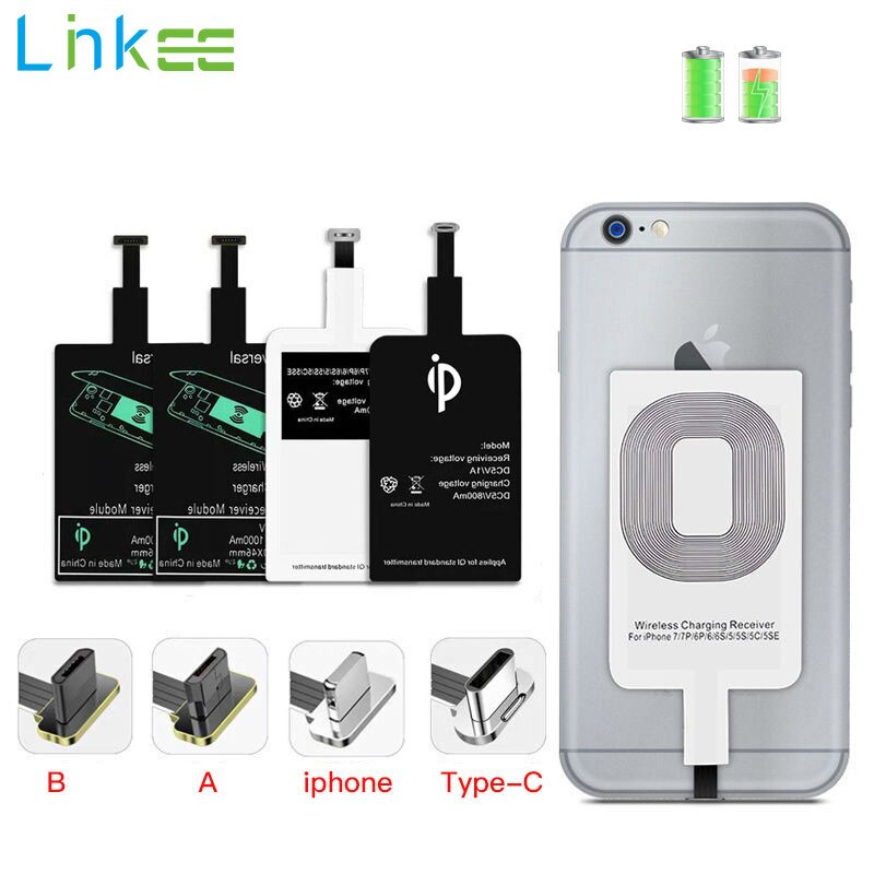 Soporta Receptor De Carga Inalámbrica Qi Para Micro USB Tipo C iPhone 6 7  Plus Adaptador Universal Rápida