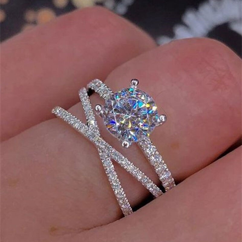 Moda AAA Circonita Cubica X Forma De Anillos Para Mujer Color Plata Joyeria De Boda 2020 Nuevo Shopee Colombia