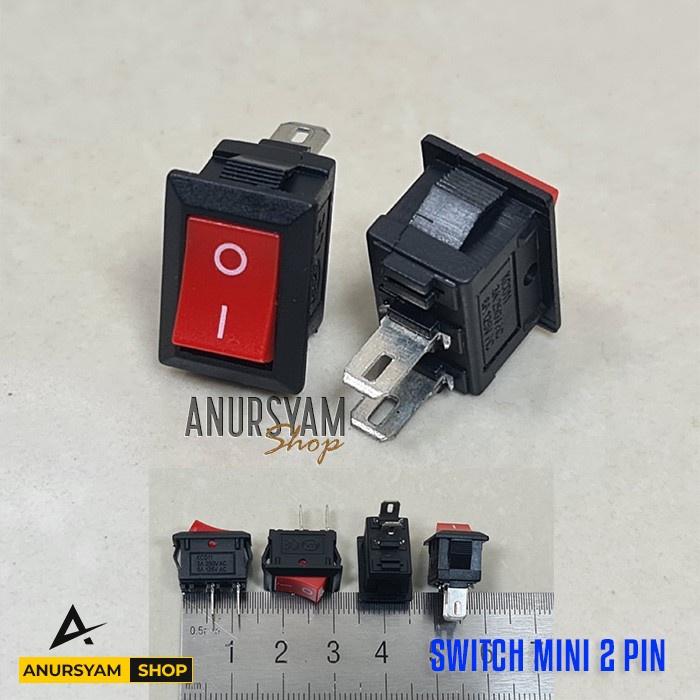 Interruptor pequeño 2 Pin rojo sin lámpara / Mini interruptor rojo 2P