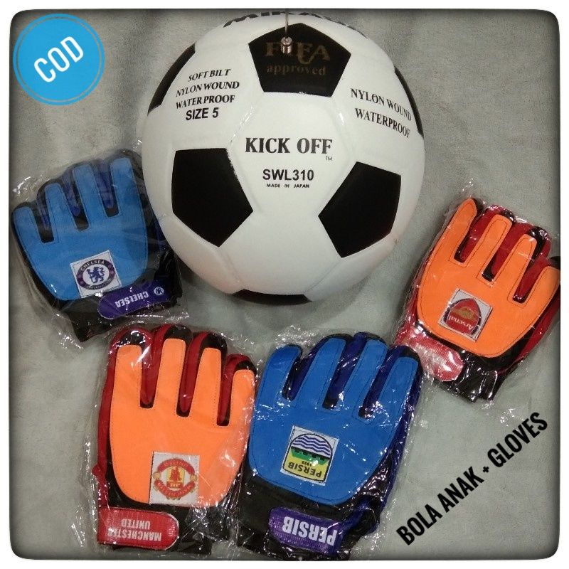 Paquete de fútbol y guantes guantes para portero para niños