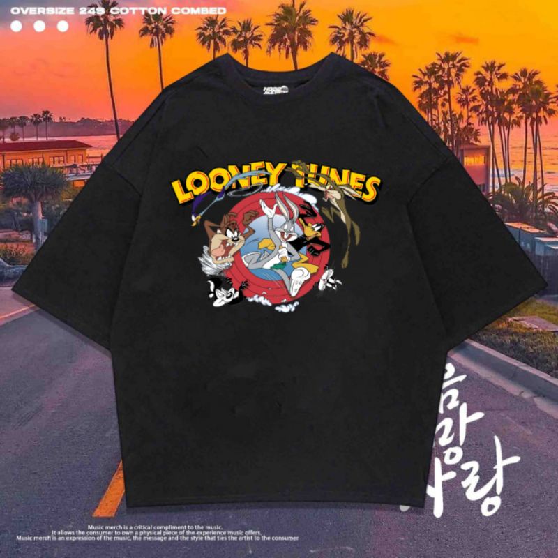 90s Vintage LOONEY TUNES Wile Para Hombre. E Coyote Camiseta Negra