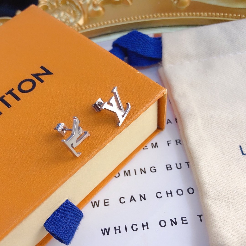 Pendientes LV De Acero De Titanio Con Letras Logo Louis Vuitton Joyería  Para Mujer