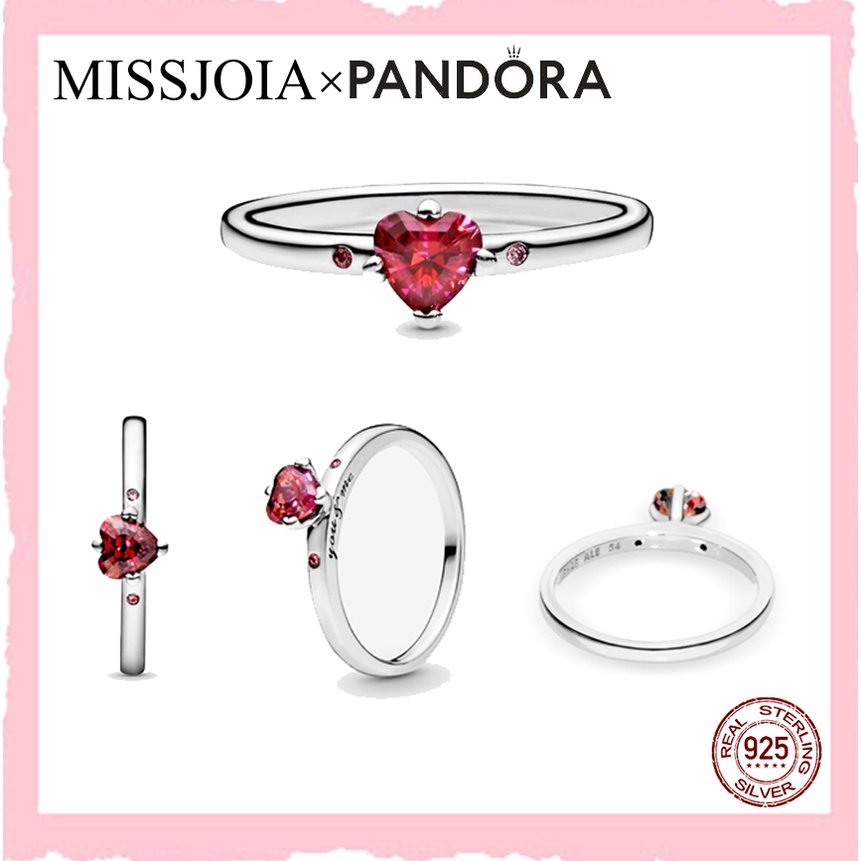 Pandora You Me Anillo De Plata De Ley 925 Con Piedra De Coraz n