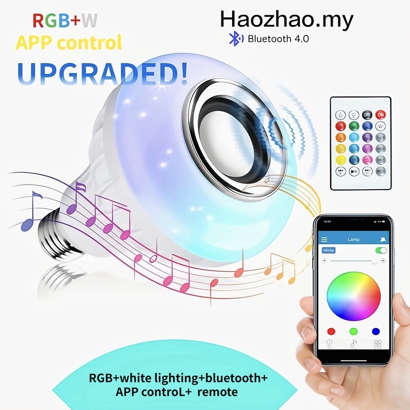 Comprar Bombilla E27 RGB Altavoz Bluetooth Luz ambiental que cambia de  color Bombilla de música Bluetooth con control remoto