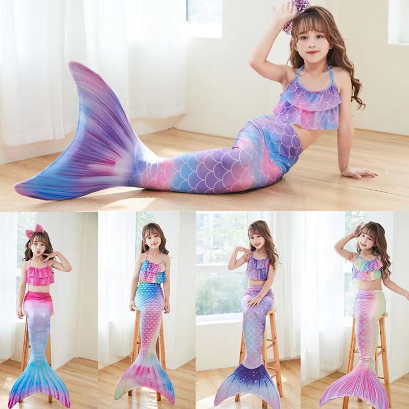 Traje De Baño En Forma De Cola De Sirena Para Niña, Traje De Baño Con  Estampado De Escamas Para Piscina Y La Playa, Disfraz De Cosplay Para  Fiesta De