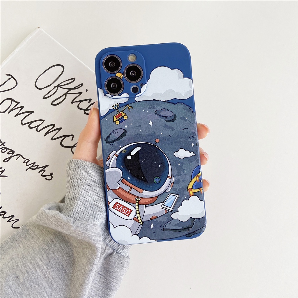 Astronaut - Funda compatible con iPhone 11, 12, 13 Pro Max 6D, con soporte,  funda de astronauta azul para iPhone 11