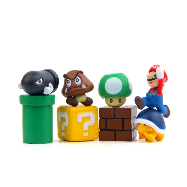 8 Unids Set Super Mario Bros Rojo Hongo Tortuga Figura De 8a Generación