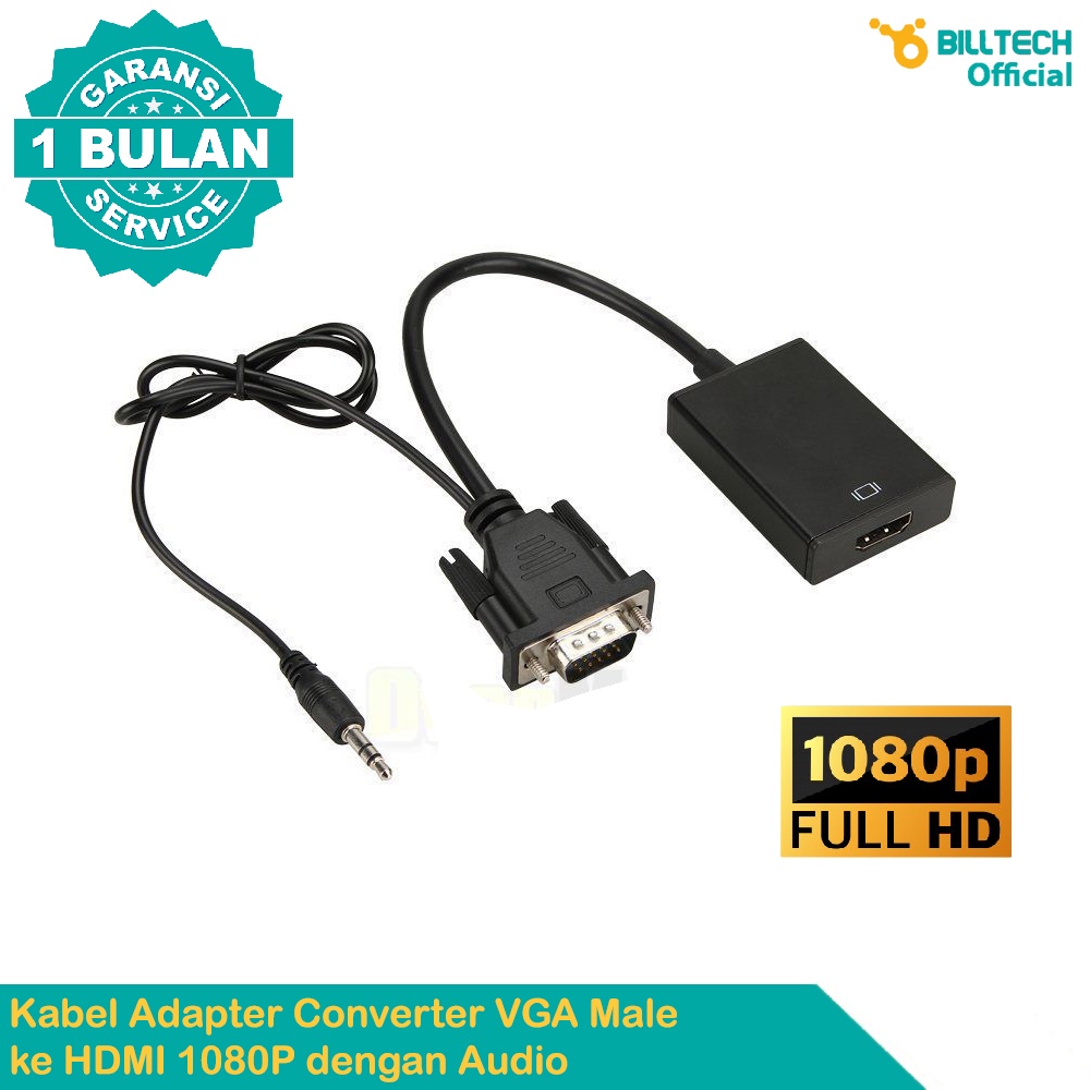 Adaptador VGA Macho a HDMI Hembra Full HD Convertidor con Audio Jack